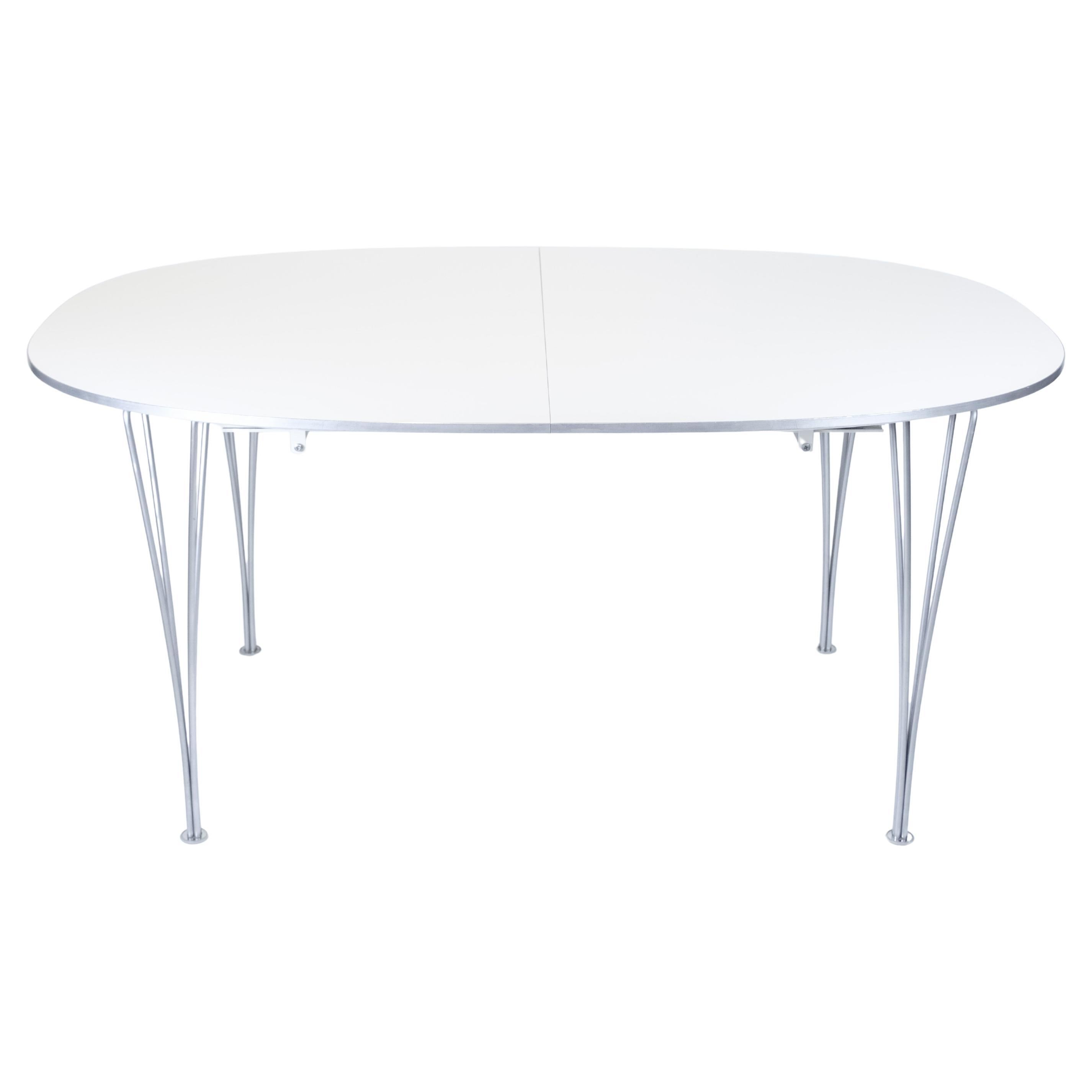 Piet Hein Dining Table Super Ellipse With White Laminate By Arne Jacobsen in vendita