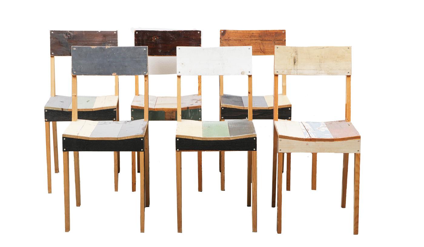 XXI secolo e contemporaneo Tavolo da pranzo Piet Hein Eek fatto di legno di scarto con sedie in vendita