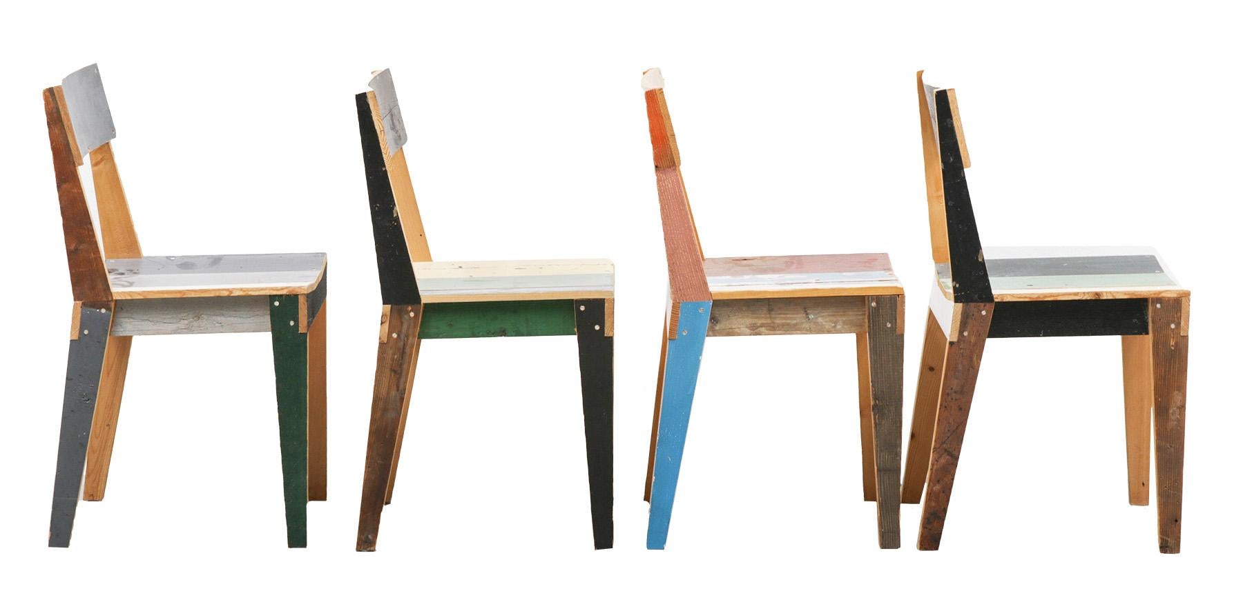 Tavolo da pranzo Piet Hein Eek fatto di legno di scarto con sedie in vendita 1