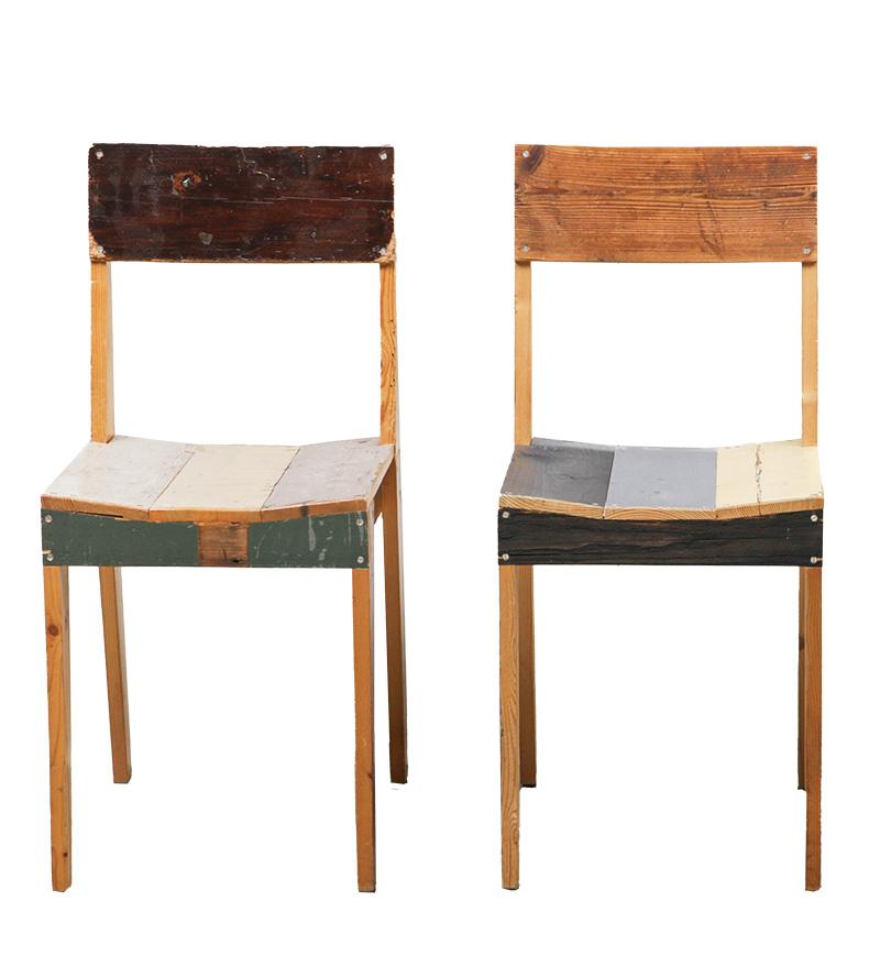 Tavolo da pranzo Piet Hein Eek fatto di legno di scarto con sedie in vendita 2