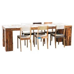 Mesa de comedor Piet Hein Eek de madera de desecho con sillas