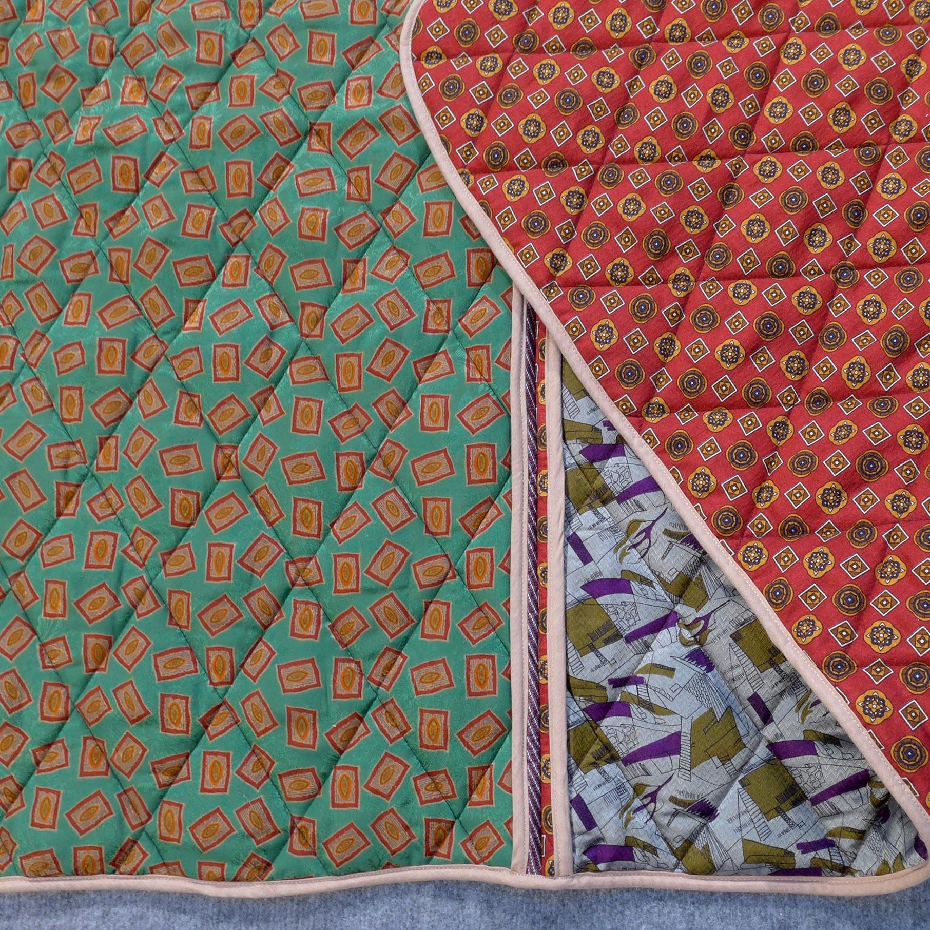 Contemporary Piet Hein Eek Vintage Italian Silk Quilt Blanket For Sale