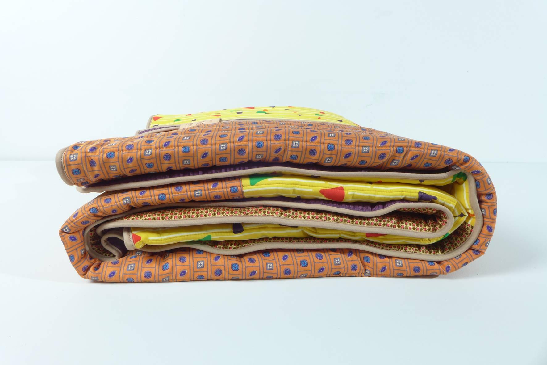 Piet Hein Eek Vintage Italian Silk Quilt Blanket For Sale 2
