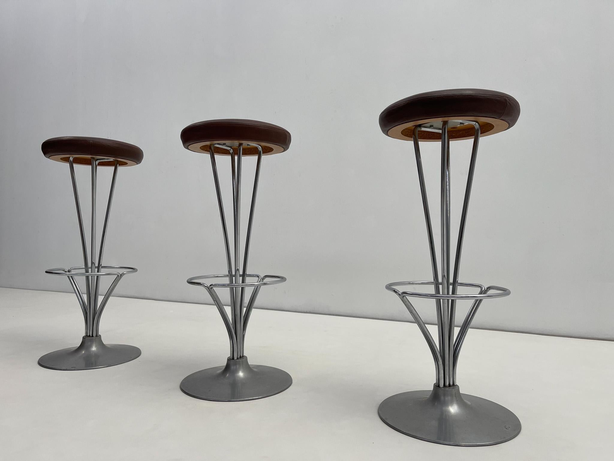 Mid-Century Modern Piet Hein for Fritz Hansen, set of three bar stools For Sale