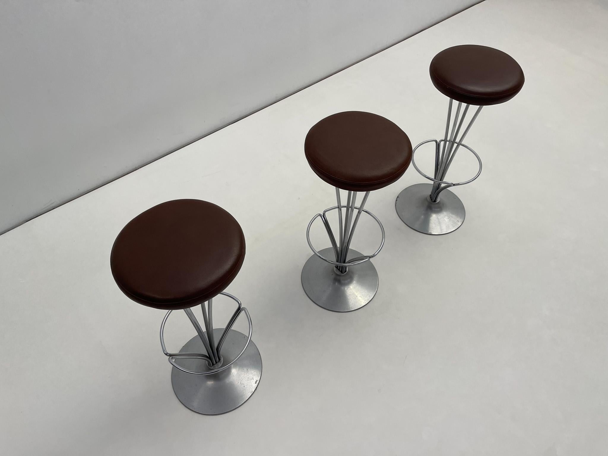 Danish Piet Hein for Fritz Hansen, set of three bar stools For Sale