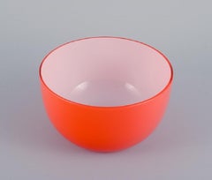 Piet Hein for Holmegaard, Danish Design, Two Orange Art Glass Bowls
