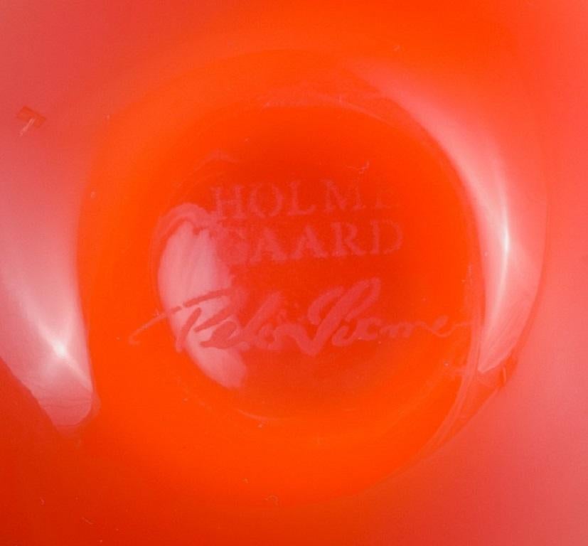 Scandinavian Modern Piet Hein for Holmegaard, Danish Design, Two Orange Art Glass Bowls For Sale