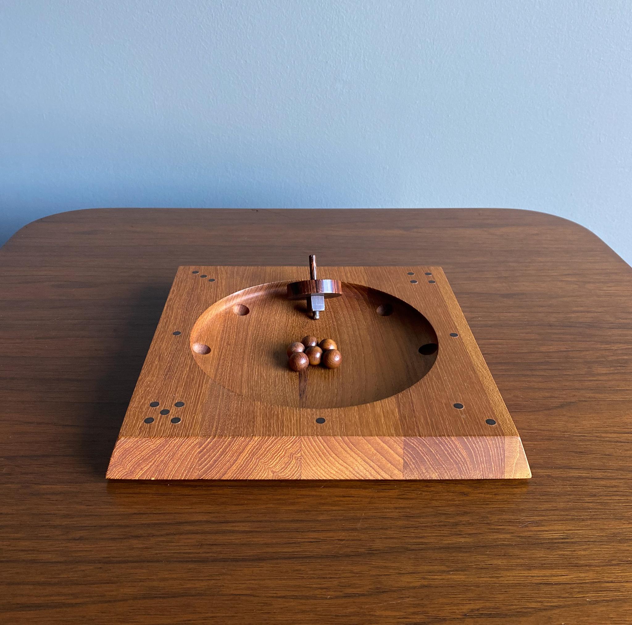 Piet Hein für Skjode, Dänemark, Roulette-Karton-Spiel aus Teakholz, 1960er Jahre (Dänisch)