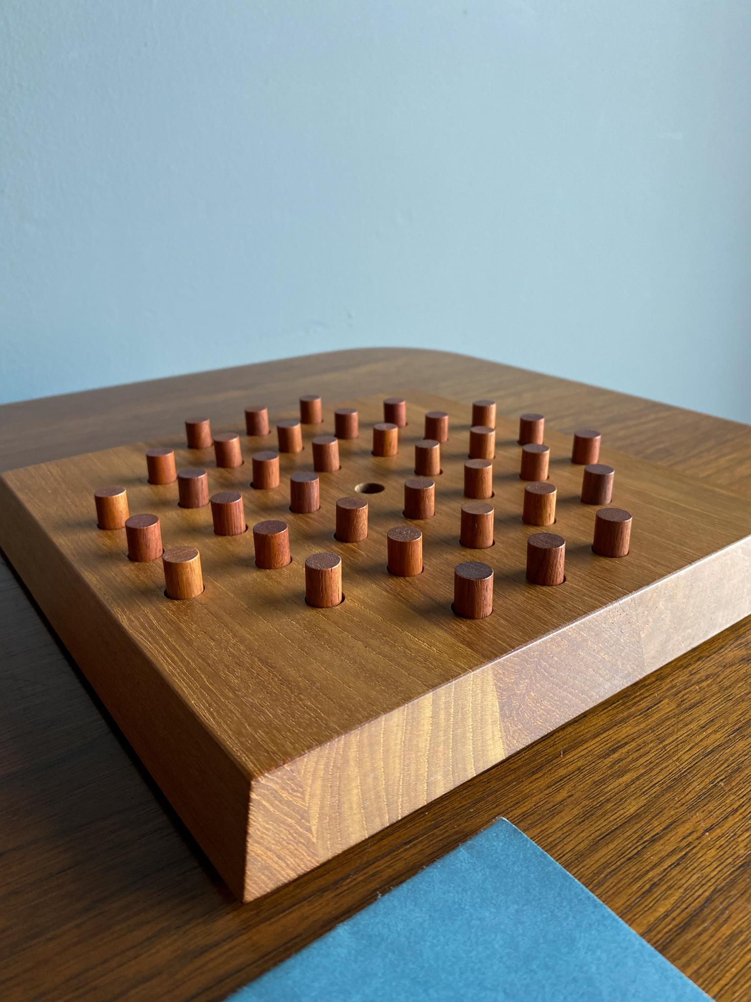 20th Century Piet Hein for Skjode, Denmark Teak Solitaire Board Game, 1960's For Sale