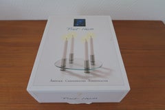 Piet Hein Glass and chrome candlestick for 4 candles