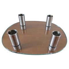 Chandelier Piet Hein en verre et chrome pour 4 bougies