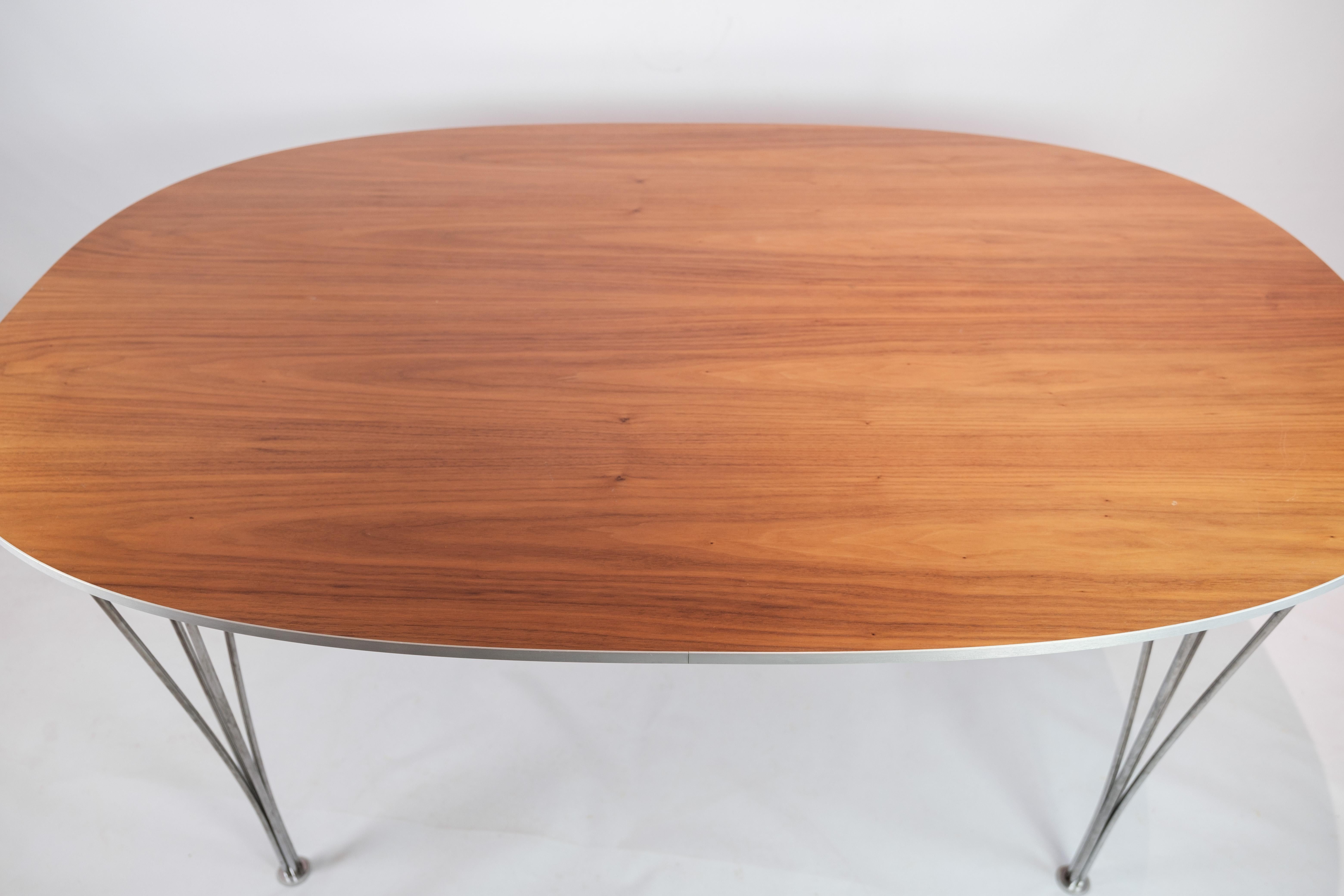 Piet Hein Table, Model B612 with Walnut Surface and Steel Legs 1