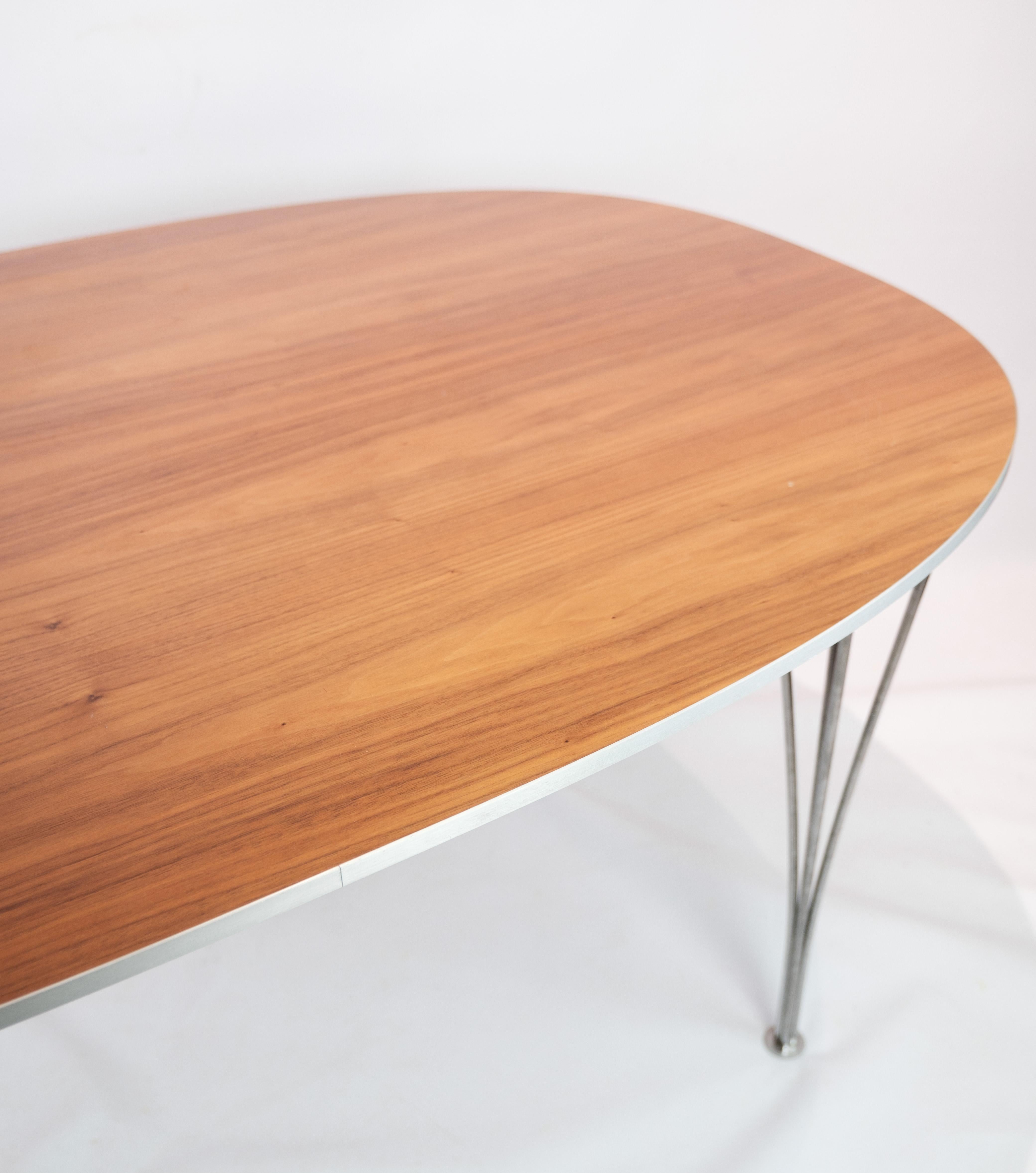 Mid-20th Century Piet Hein Table, Model B612 with Walnut Surface and Steel Legs