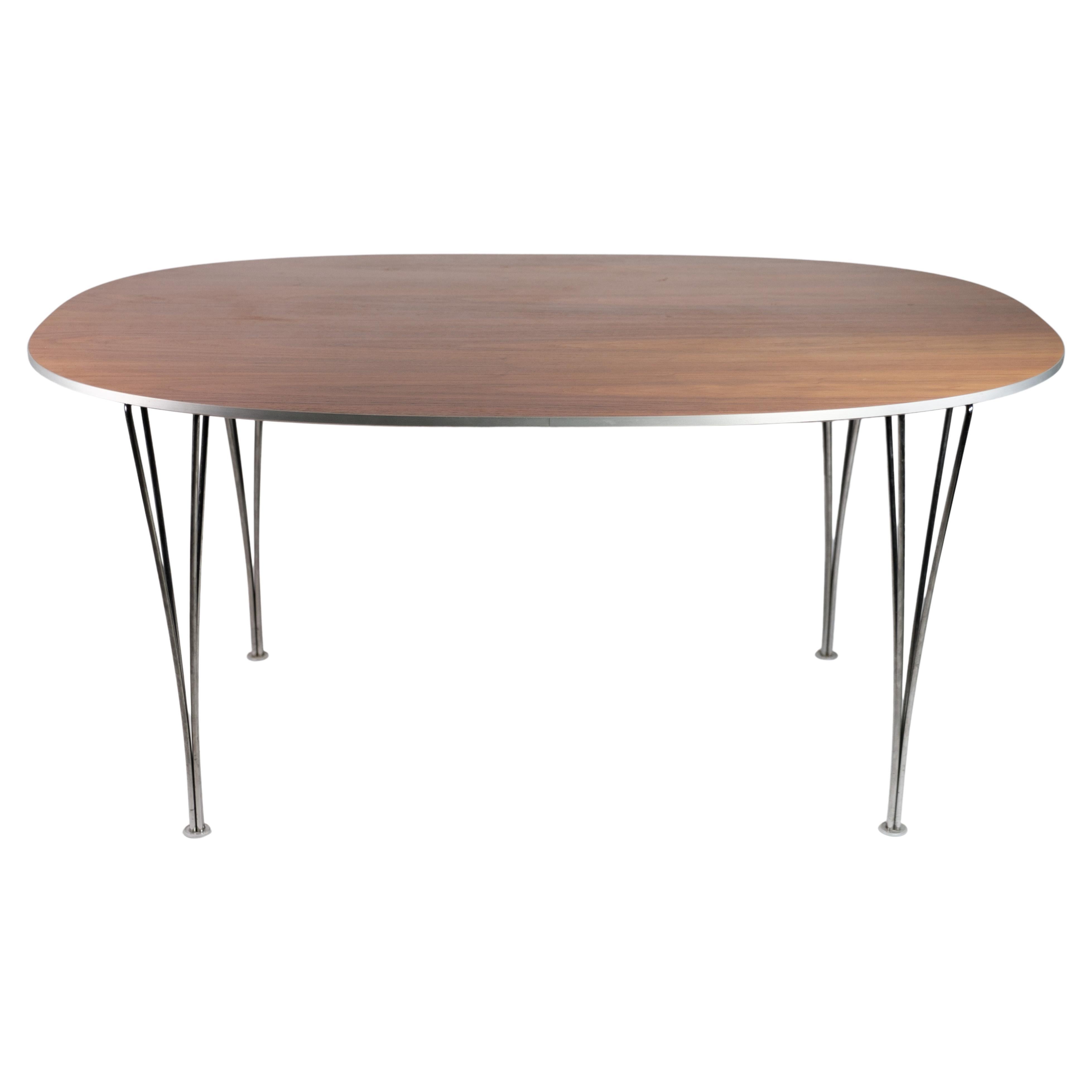 Piet Hein Table, Model B612 with Walnut Surface and Steel Legs