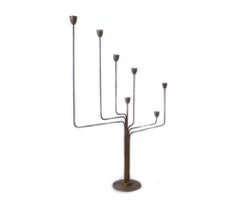 Piet Hein Ursa Major Seven-Arm Candelabrum … Danish Modern Brass Candle Holder