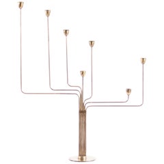 Candelabro a sette bracci in ottone massiccio di Piet Hein "Ursa Major", Danimarca 1953