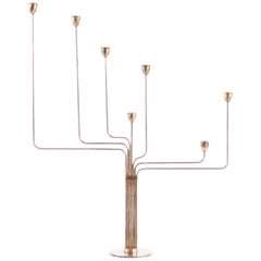 Piet Hein "Ursa Major" Seven Arm Candelabrum in Solid Brass, Denmark 1953