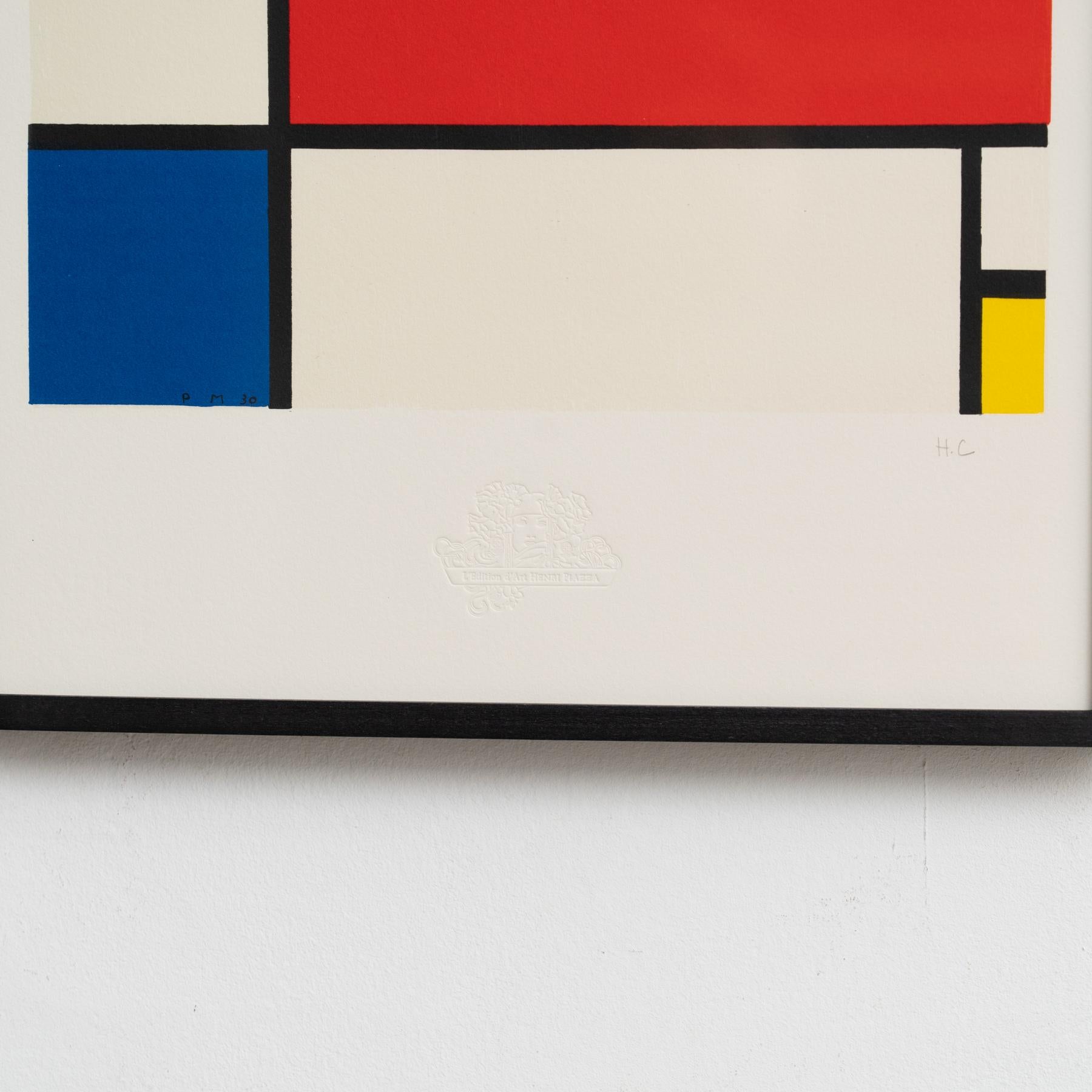 Francese Piet Mondrian: Composizione C n°II in rosso, blu e giallo Litografia incorniciata in vendita