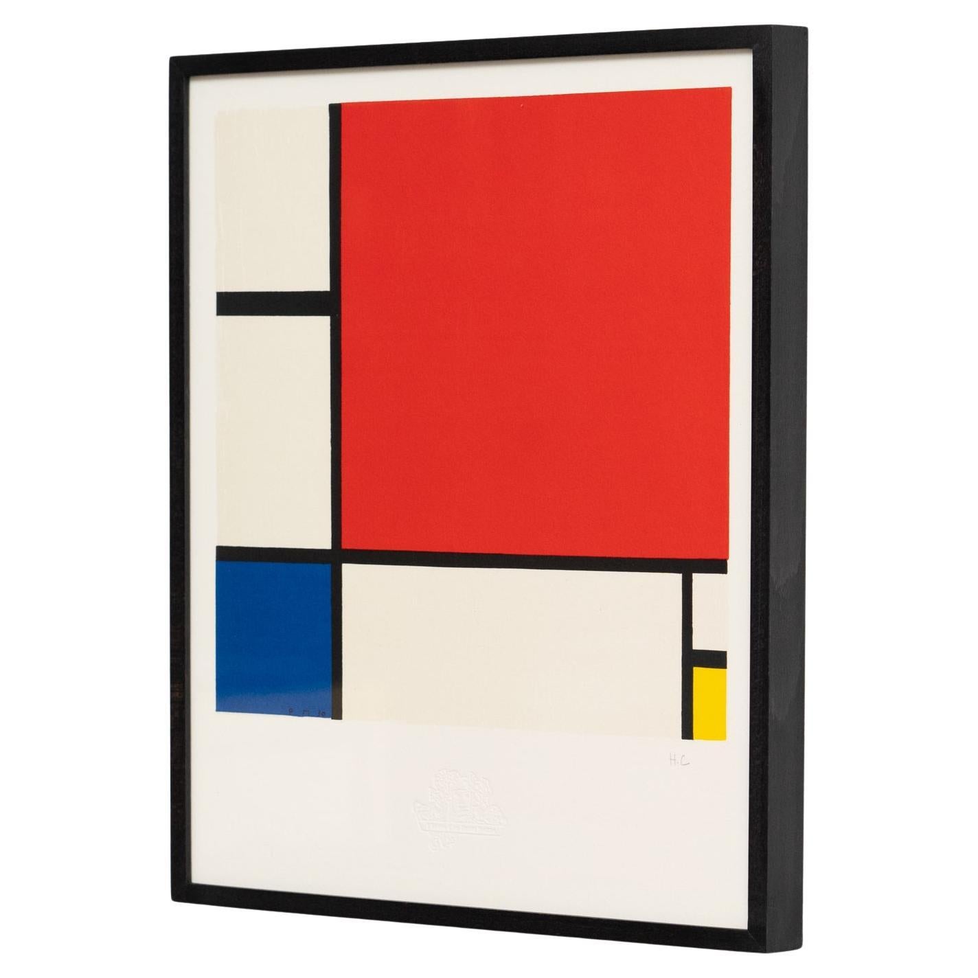 Piet Mondrian: Composición C n°II en rojo, azul y amarillo Litografía enmarcada