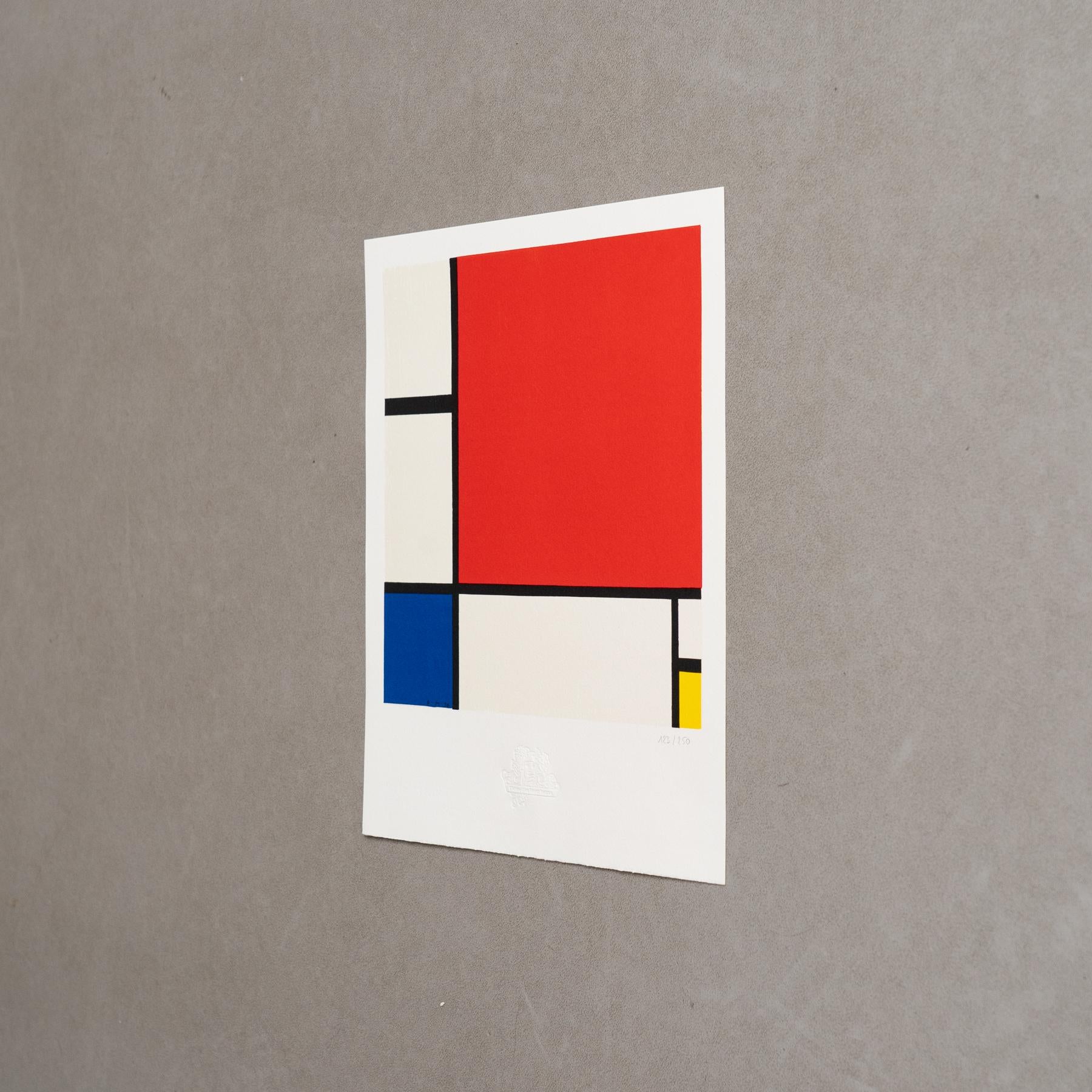 Mid-Century Modern Piet Mondrian : Composition C n°II en rouge, bleu et jaune.  Lithographie en vente