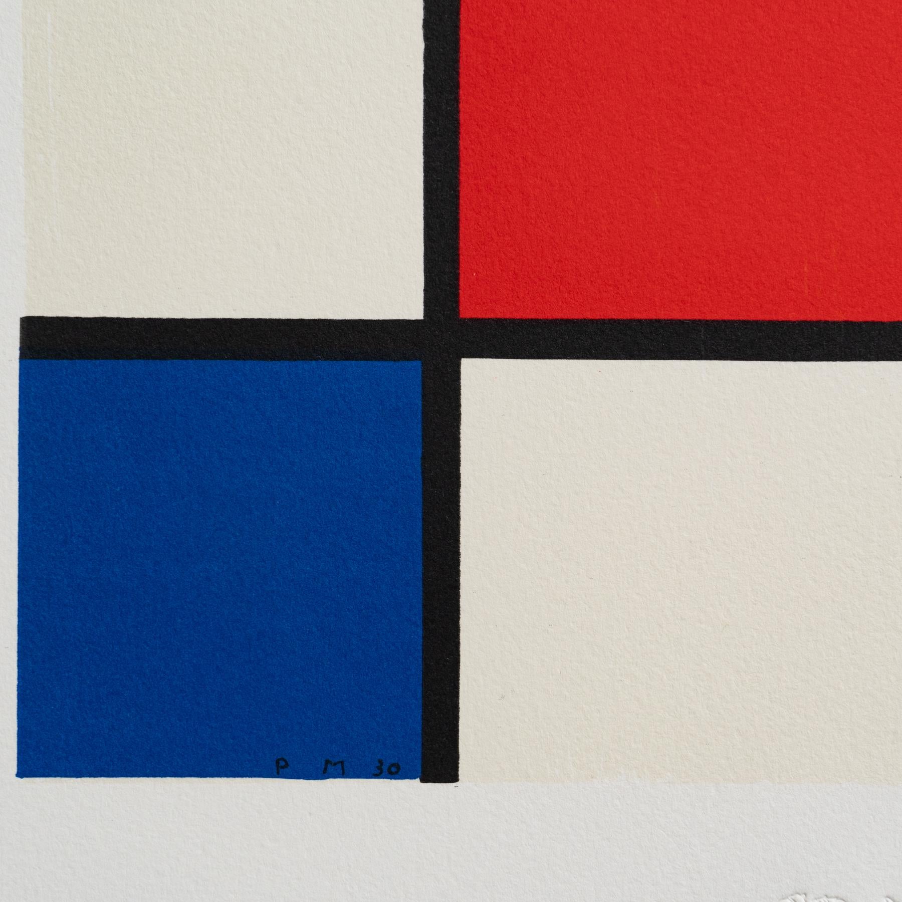 Piet Mondrian : Composition C n°II en rouge, bleu et jaune.  Lithographie Bon état - En vente à Barcelona, Barcelona