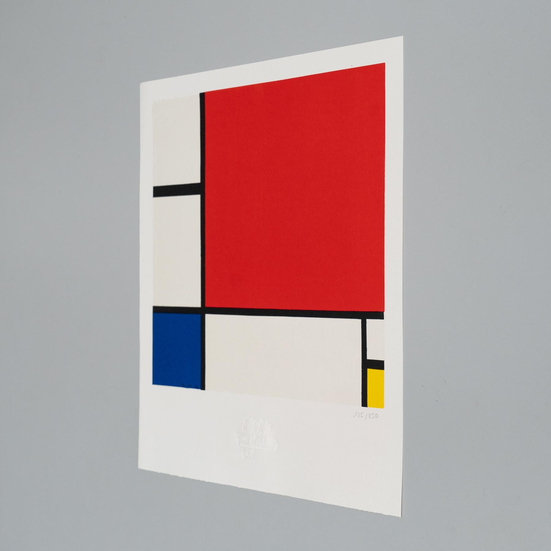 Paper Piet Mondrian: Composition C n°II in Red, Blue, and Yellow  Lithography For Sale