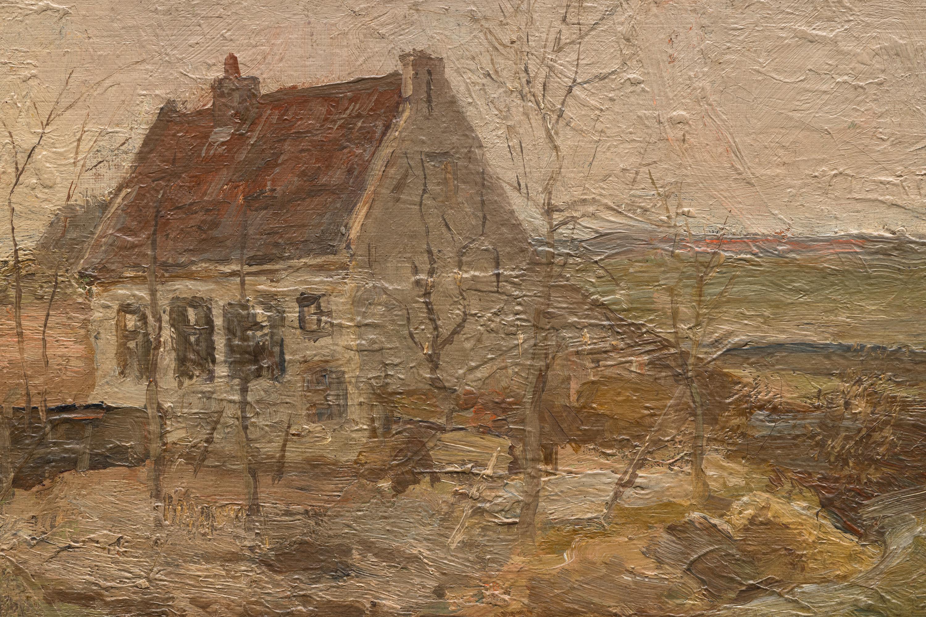 House in the Countryside - Impressionist Oil Painting, c. 1888 For Sale 1