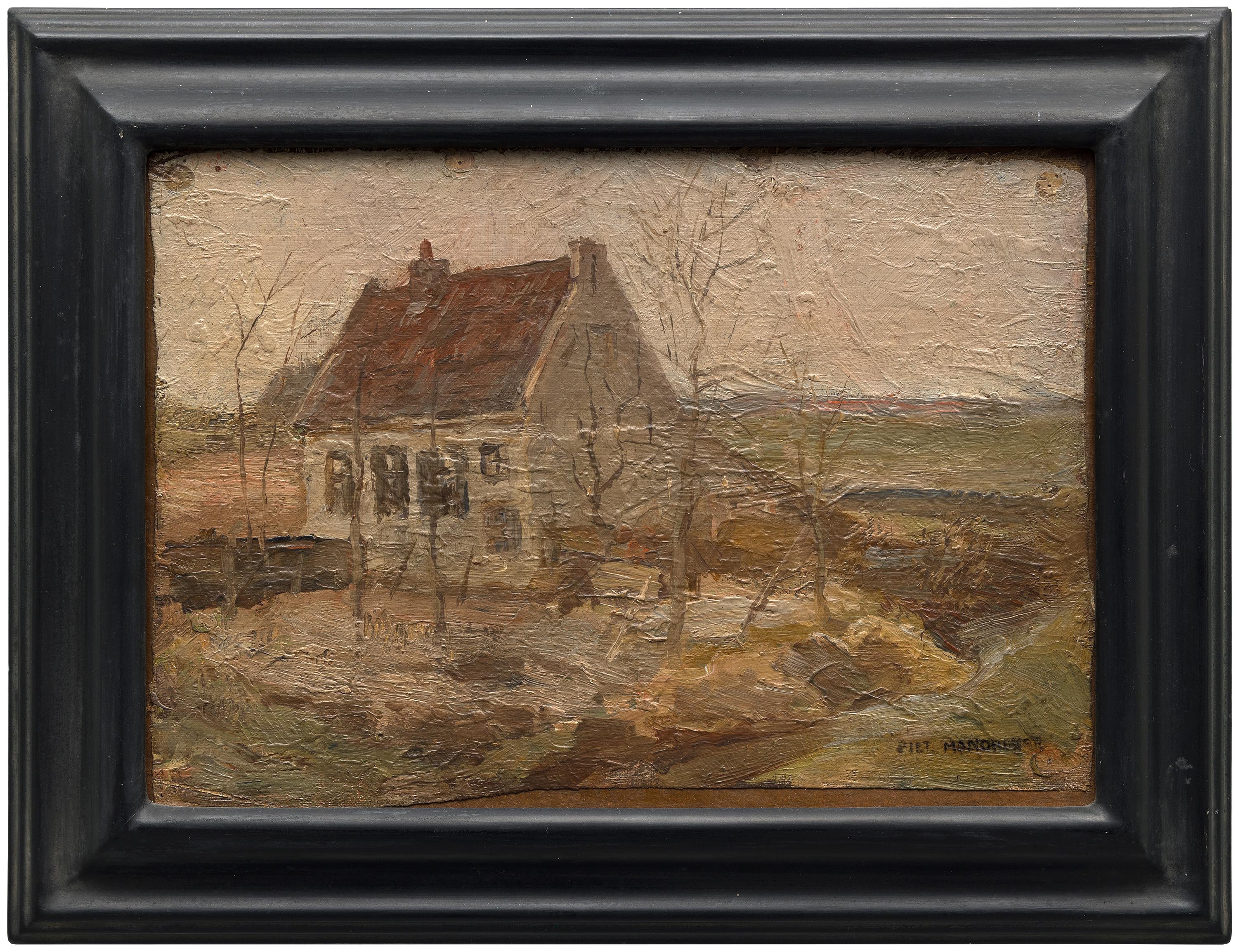 Piet Mondrian Landscape Painting - House in the Countryside - Impressionist Oil Painting, c. 1888