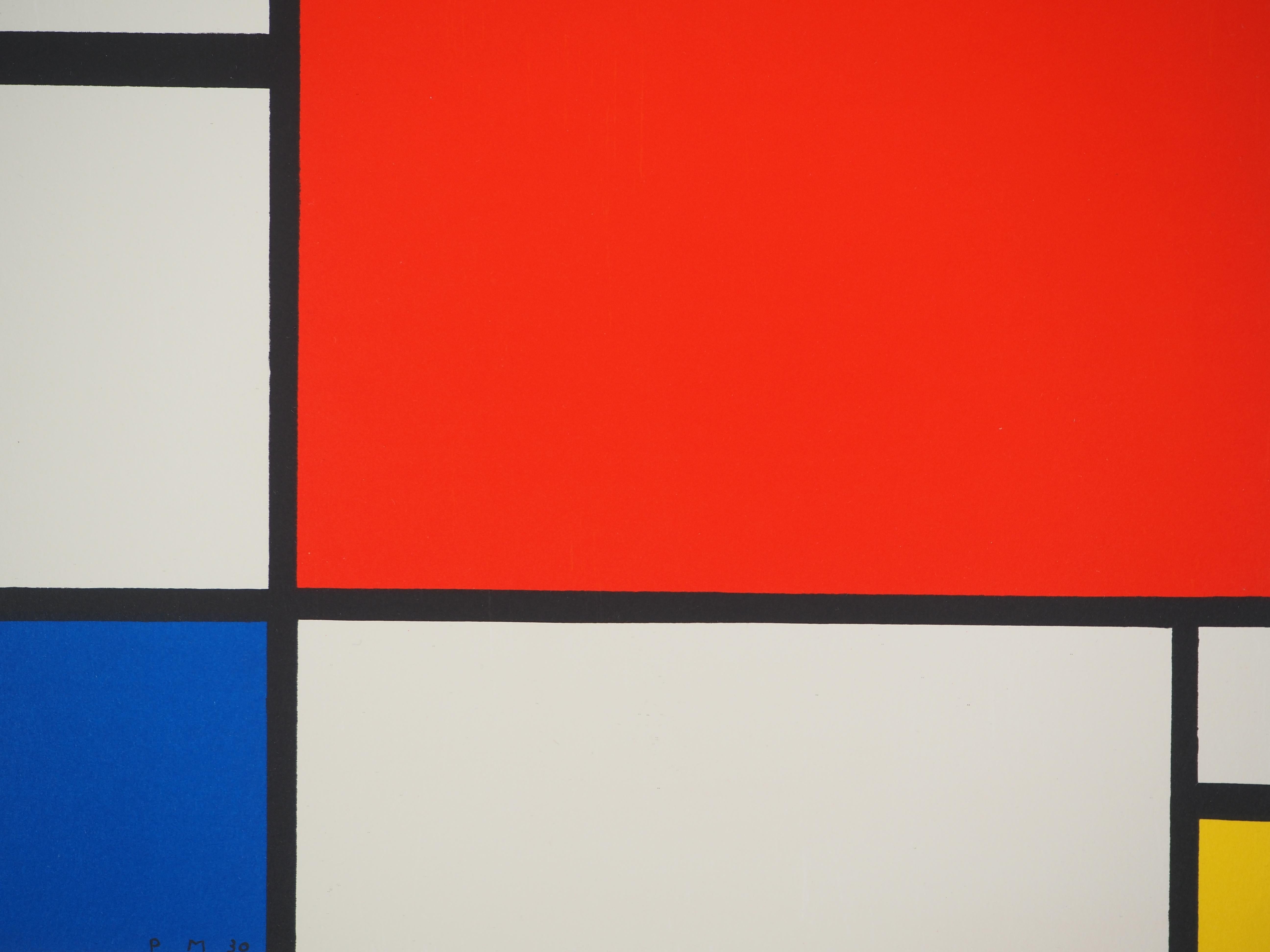 Composition II en rouge, bleu et jaune - Gris Abstract Print par Piet Mondrian
