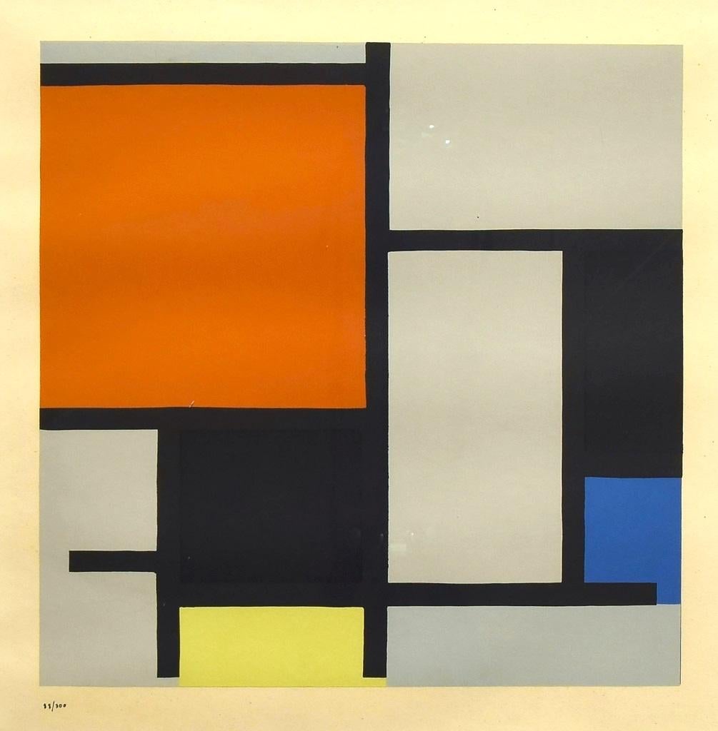 Abstract Print Piet Mondrian - Composition - Sérigraphie d'origine d'après P. Mondrian - 1953