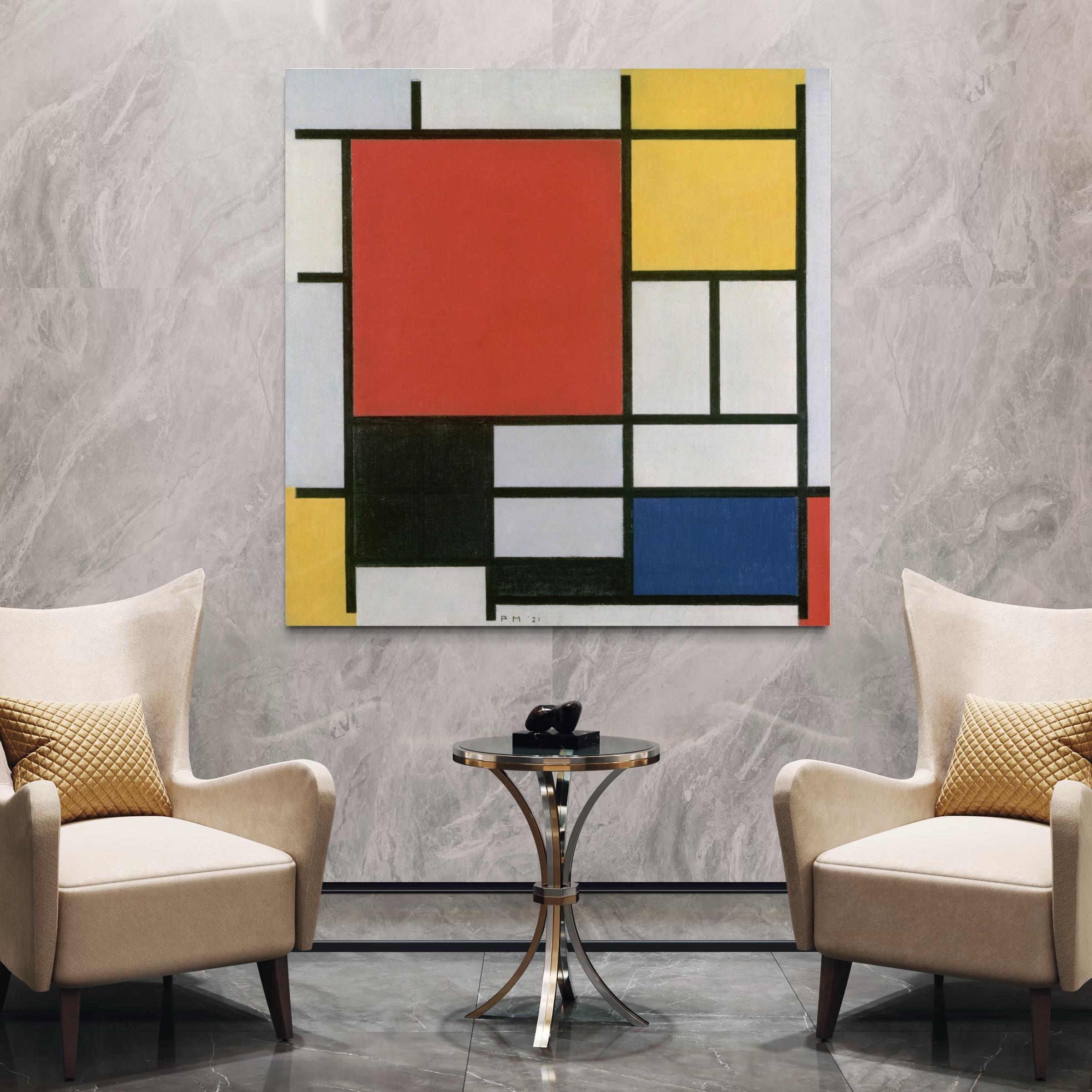 Composition with Large Red Plane, Yellow, Black, Grey and Blue, Abstract Art - Print by Piet Mondrian