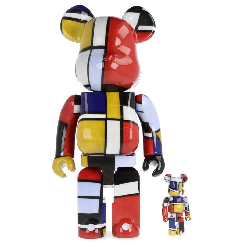 Piet Mondrian 400% & 100% Bearbrick:
A unique, timeless Piet Mondrian collectible trademarked & licensed by the estate Piet Mondrian. The partnered collectible reveal the artist’s iconic 1921 grid imagery wrapping the figure in its entirety. The