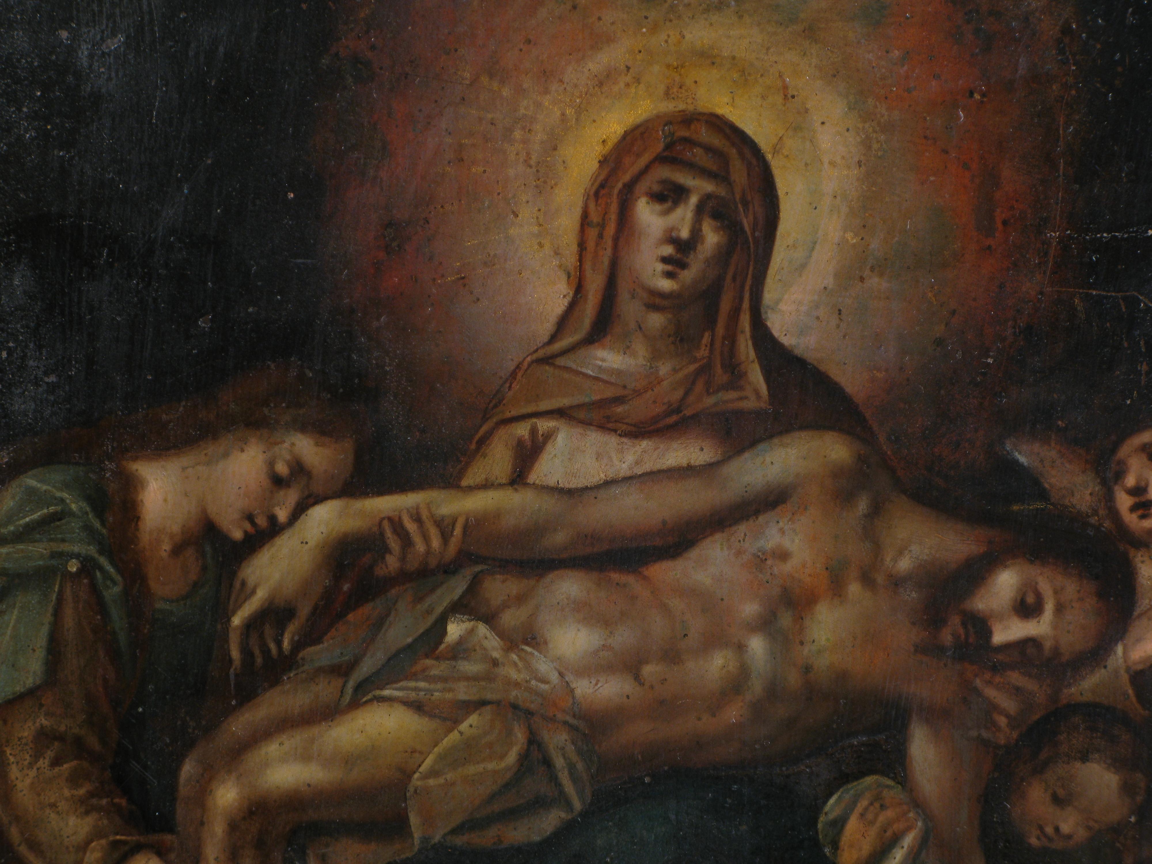 Other Pieta, oil painting on copper,  Northern Italy, 17th century For Sale