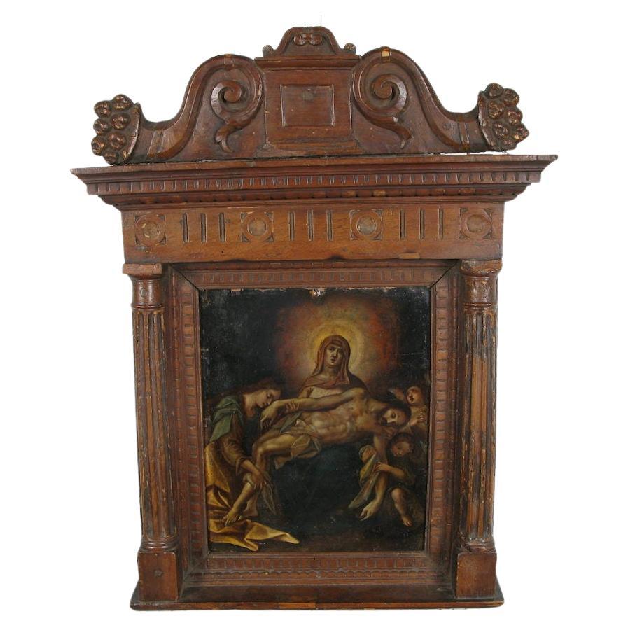 Pieta, oil painting on copper,  Northern Italy, 17th century For Sale