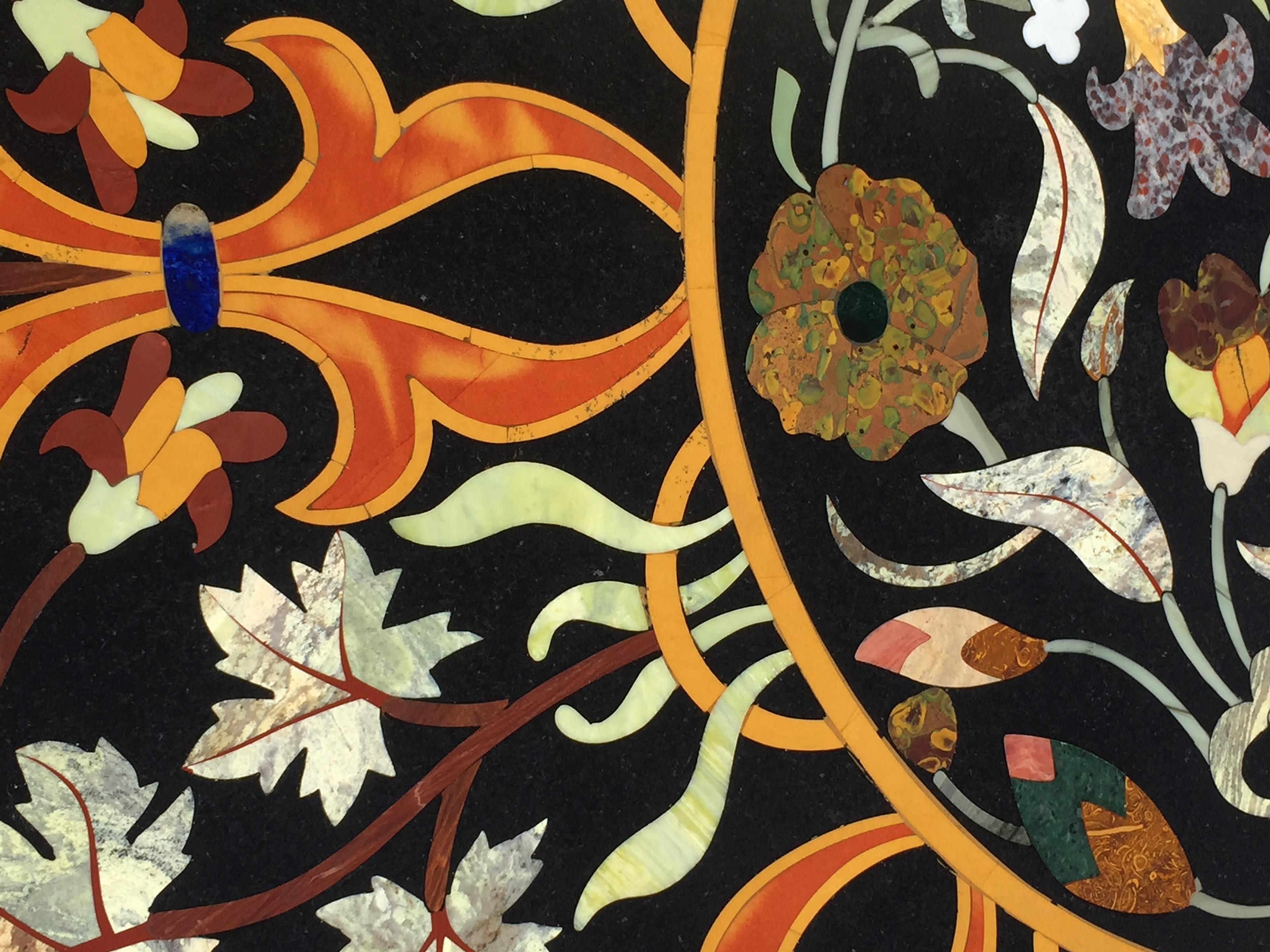 Pietra Dura Inlaid Stone and Wrought Iron Garden or Center Table, Italian 1930s 1