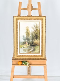 Stream through the forest - Pieter Schipperus - Dutch - Landscape - Romantic