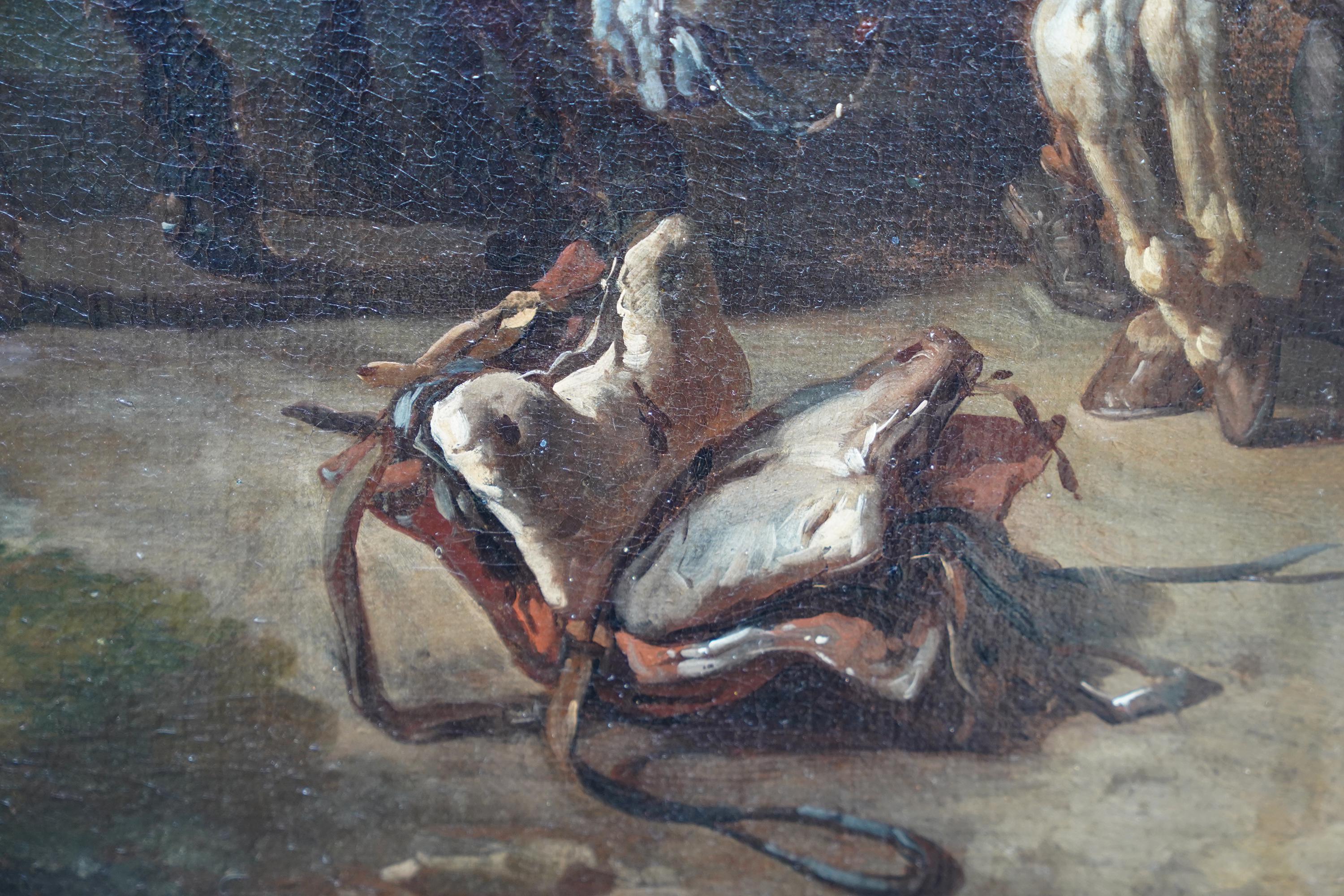 Voyageurs et calèche dans un paysage hollandais du 17e siècle  Peinture à l'huile de l'âge doré en vente 4