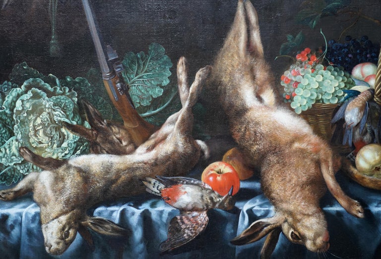 Still Life with Game, Fruit and Veg - Flemish 17thC Old Master art oil painting - Old Masters Painting by Pieter Boel