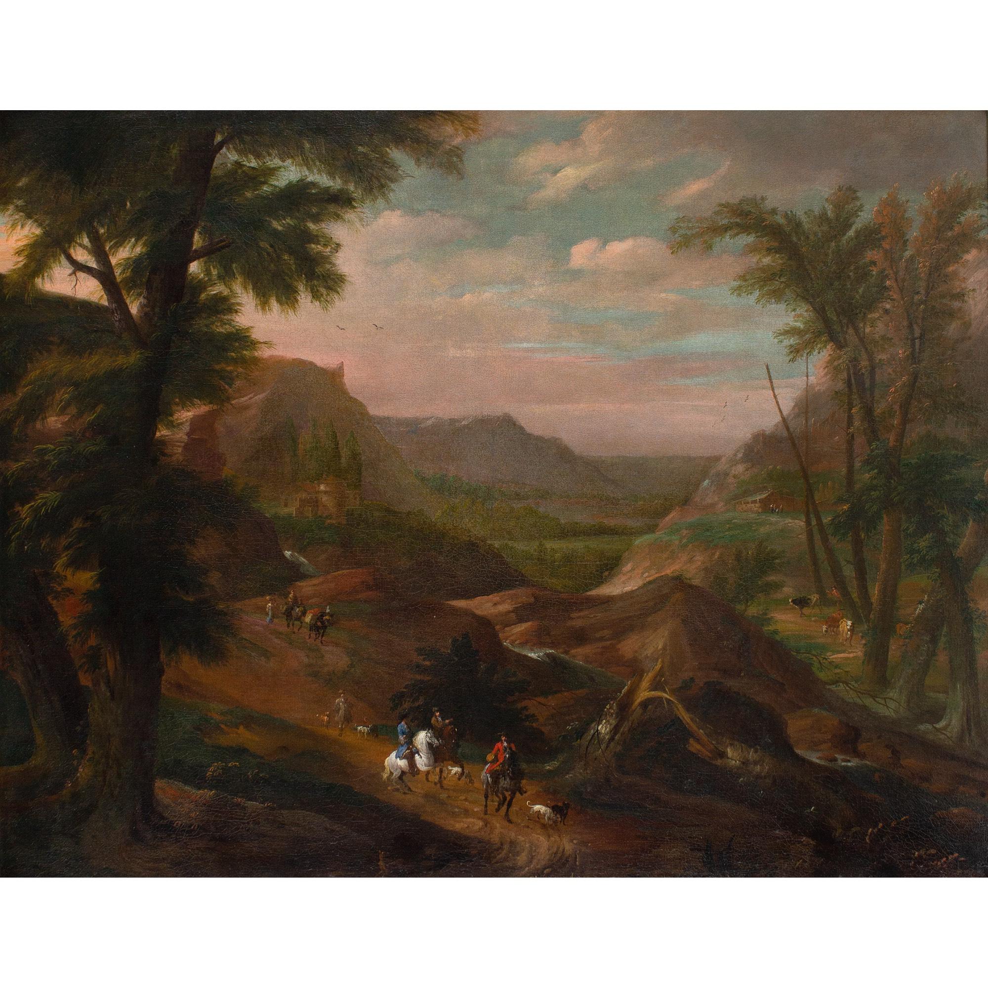 Pieter Bout & Adriaen Frans Boudewyns, Paysage rhénan étendu en vente 1