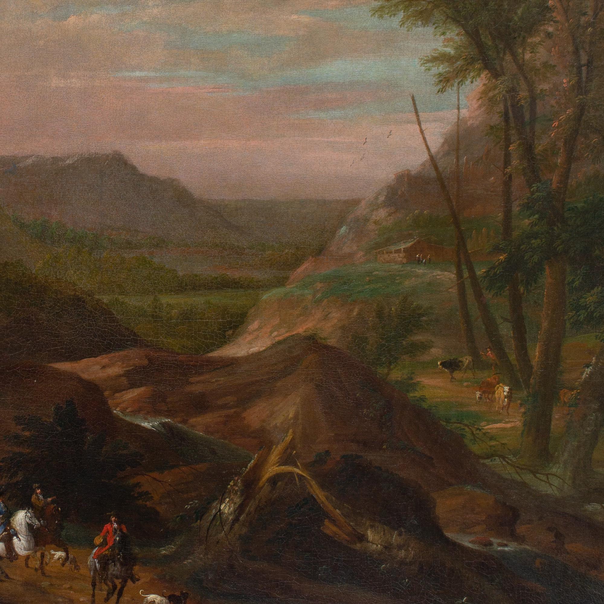 Pieter Bout & Adriaen Frans Boudewyns, Paysage rhénan étendu en vente 5
