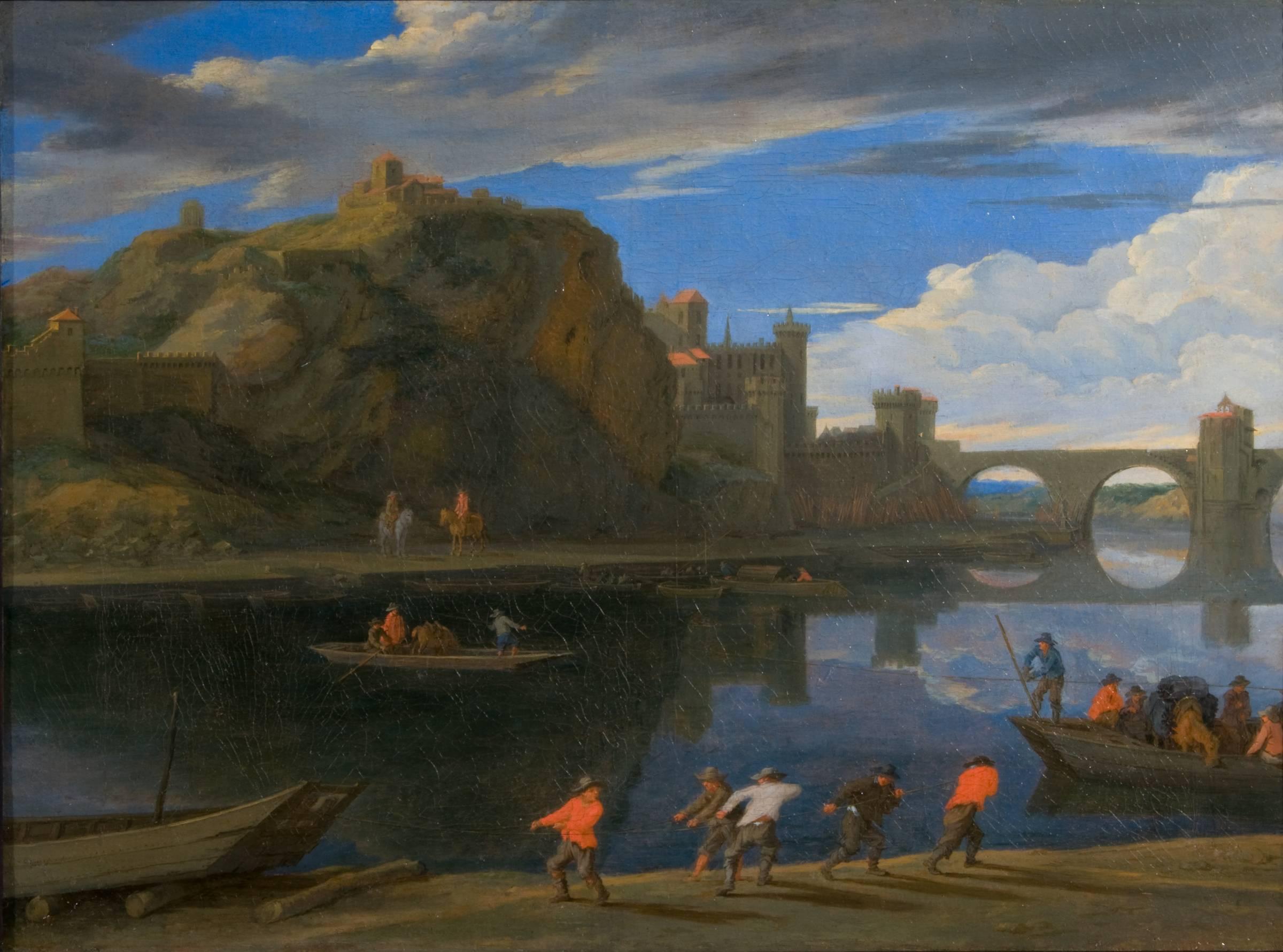 Pittura a olio di paesaggio con 