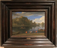 Pittura a olio di paesaggio con "Il Palazzo Papale di Avignone".