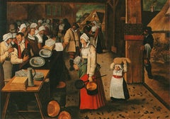 Quadro antico fiammingo "I doni nuziali" Pieter Brueghel II - Breughel