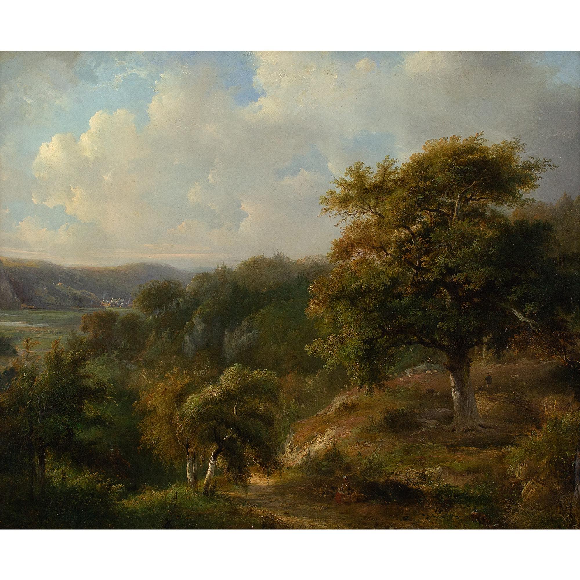 Pieter Caspar Christ, Woodland Landscape With Distant Cottages, Oil Painting 1