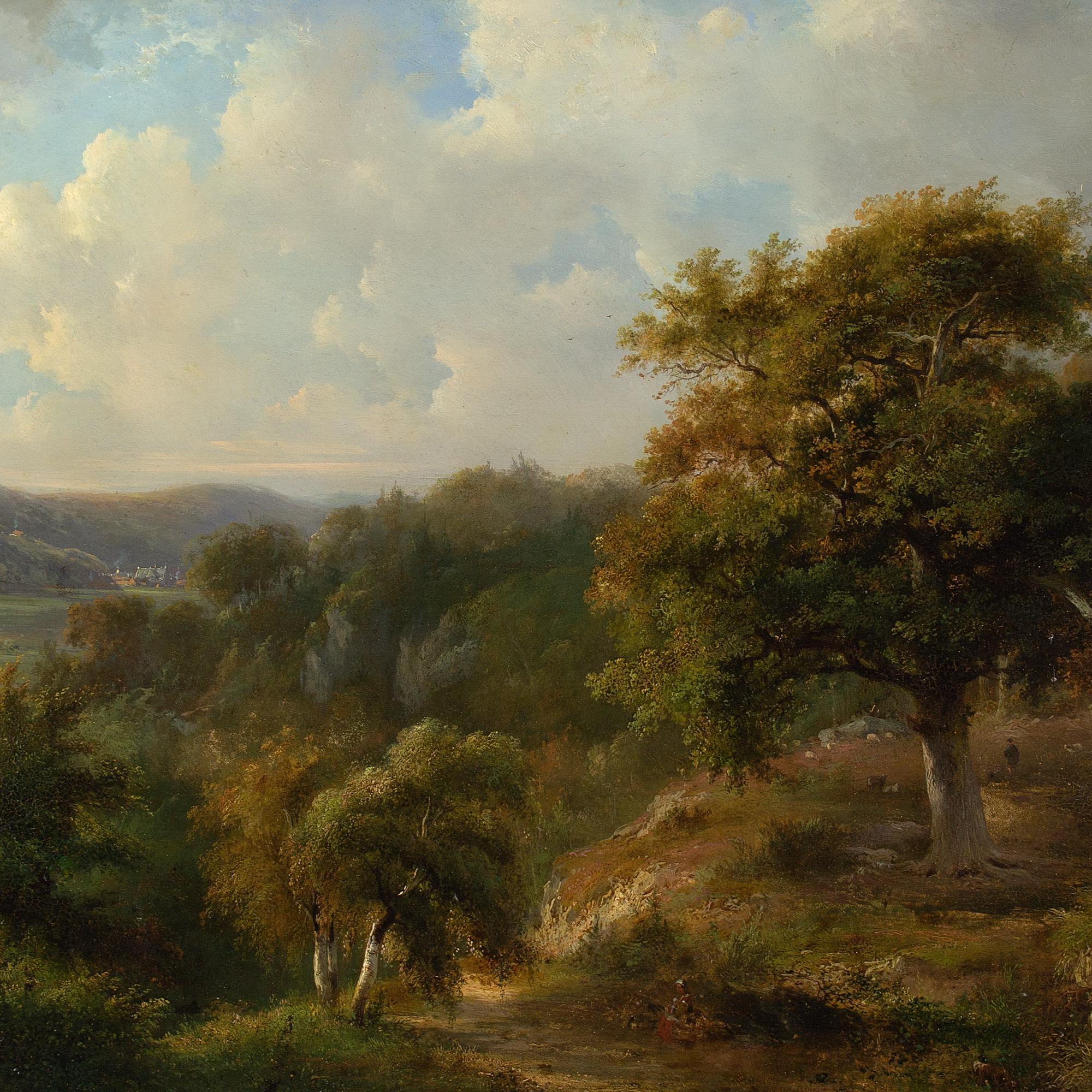 Pieter Caspar Christ, Woodland Landscape With Distant Cottages, Oil Painting 4