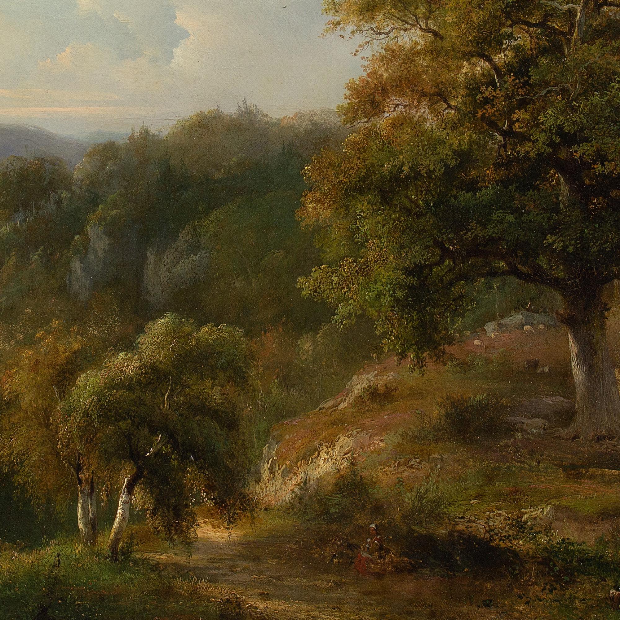 Pieter Caspar Christ, Woodland Landscape With Distant Cottages, Oil Painting 5