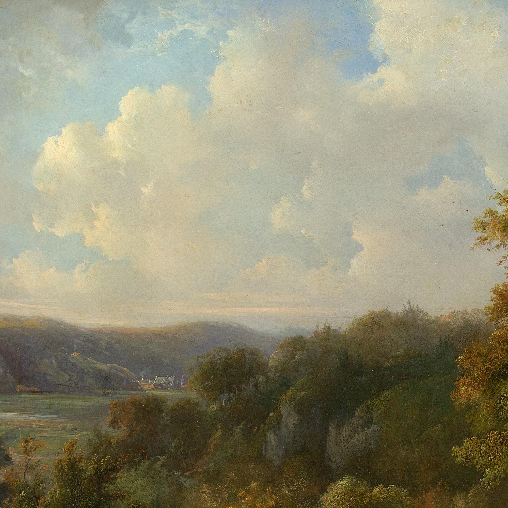 Pieter Caspar Christ, Woodland Landscape With Distant Cottages, Oil Painting 6