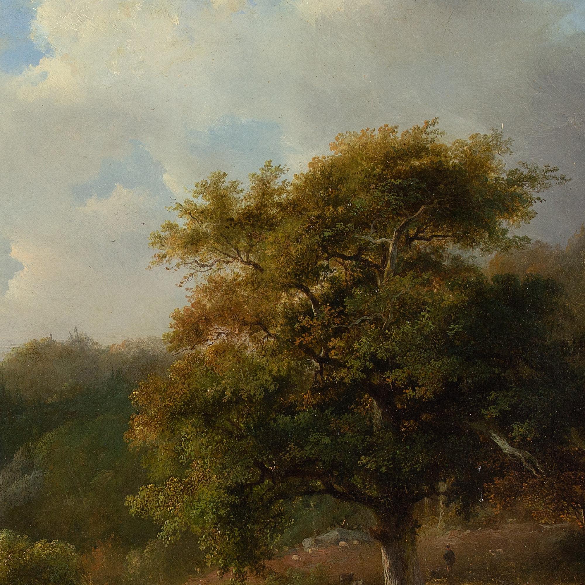 Pieter Caspar Christ, Woodland Landscape With Distant Cottages, Oil Painting 7