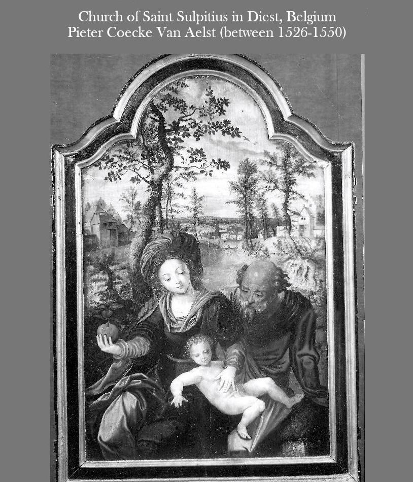 16th century Flemish, Holy Family, workshop of P. Coecke Van Aelst (1502-1550) For Sale 7