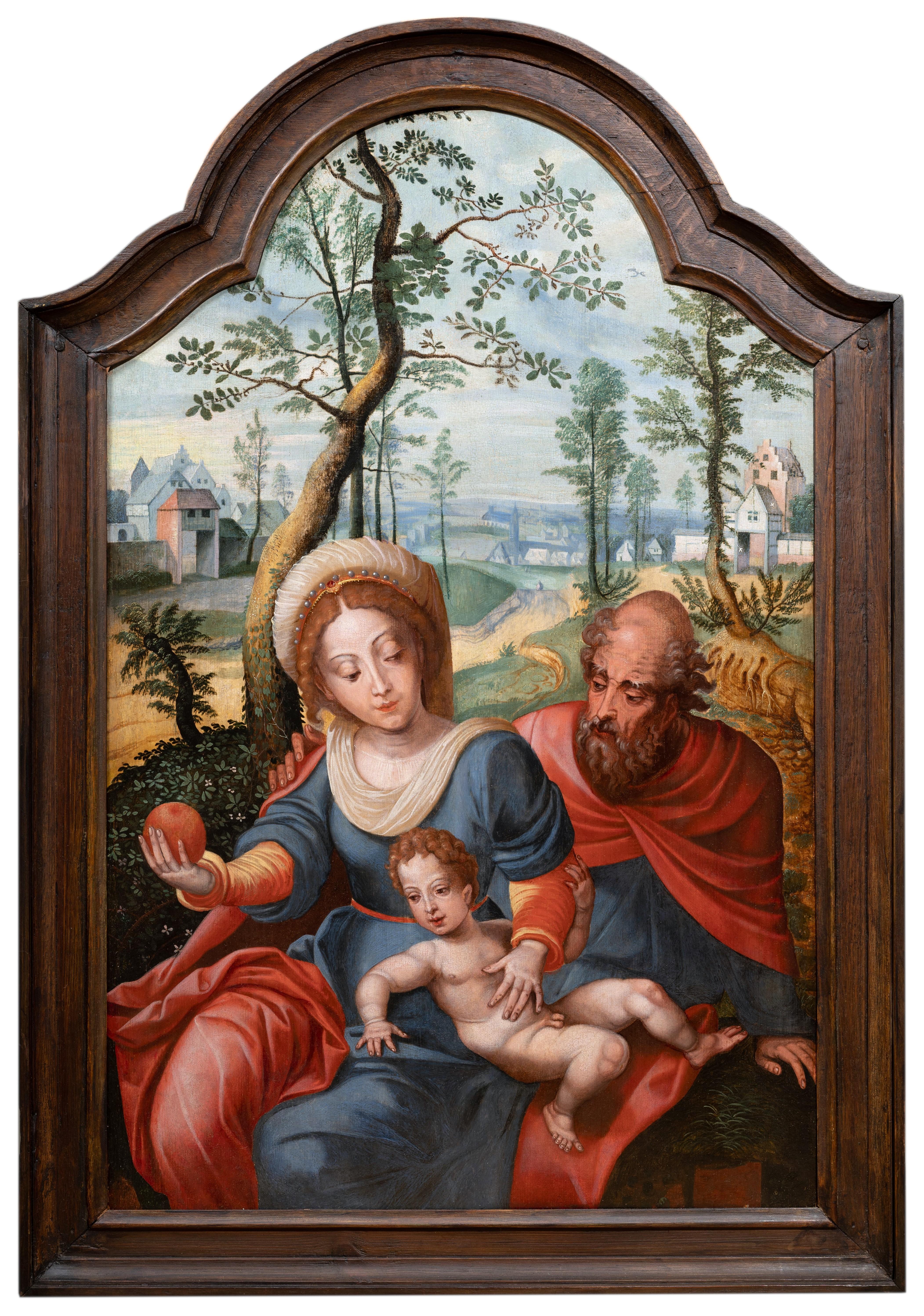 Pieter Coecke Van Aelst Figurative Painting - 16th century Flemish, Holy Family, workshop of P. Coecke Van Aelst (1502-1550)